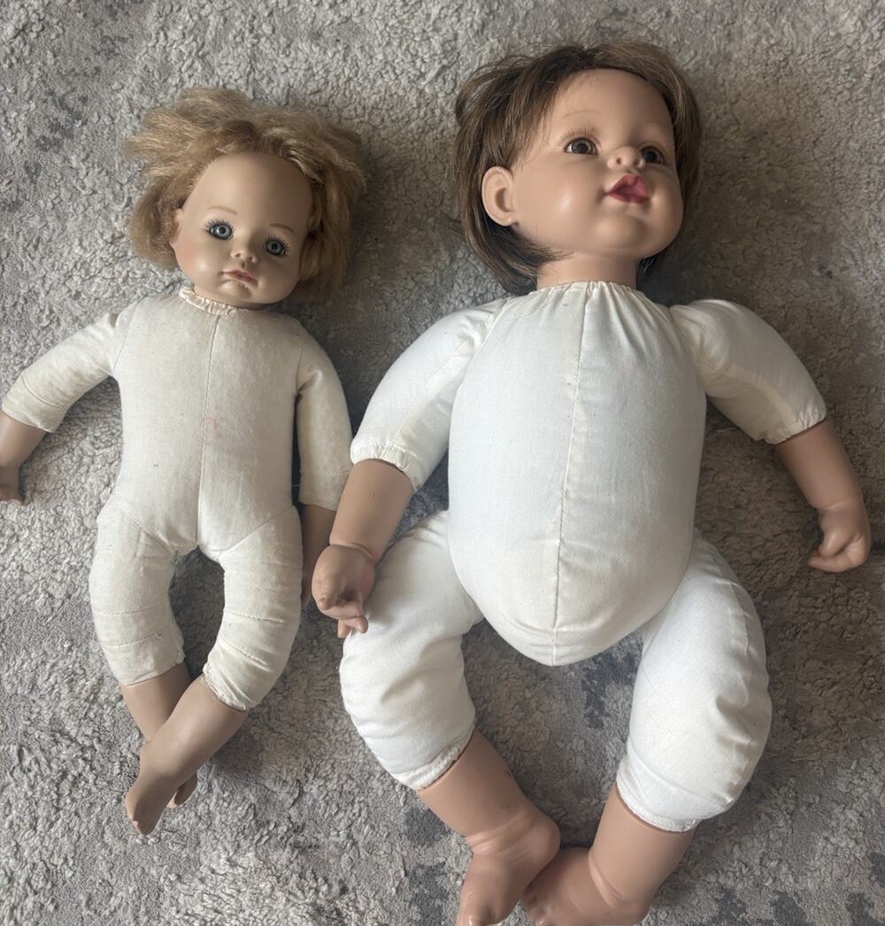 Vintage Adora Weighted Vinyl Baby Doll 20 Inch Brown Hair Set Of 2